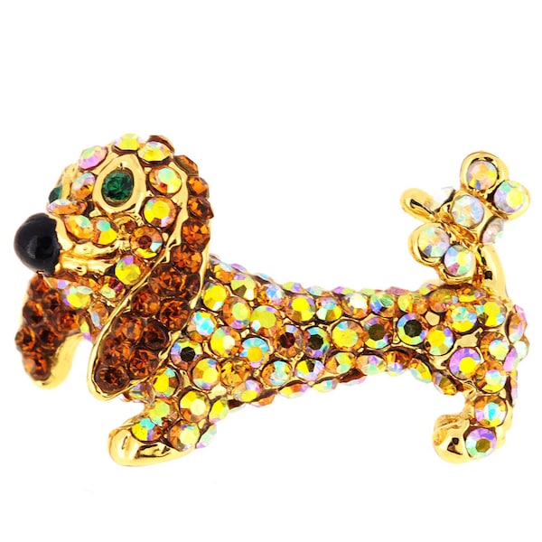 Navachi 18k Gold Plated Crystal Dachshund Dog Brooch Pin - Gift For Dog Lovers (3.3cm X 3.8cm) - View #3