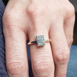 RARE Transparent Blue Natural Alkali Beryl 1.15ct Cushion Cut Size 7 Sterling Silver Ring