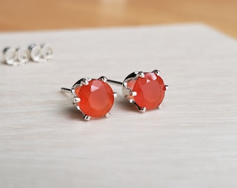 Natural Carnelian 5mm Faceted Stud Earrings