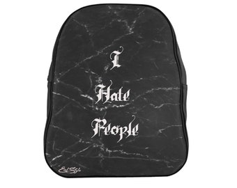 Odio a la gente mochila de cuero negro