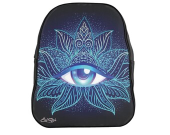 Mochila de cuero negro todo lo que ve el ojo