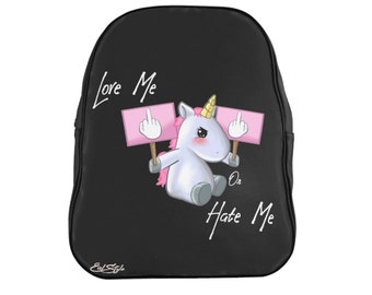 Mochila de cuero negro Angry Unicorn