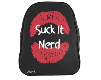 Mochila labios de cuero negro - Suck It Nerd