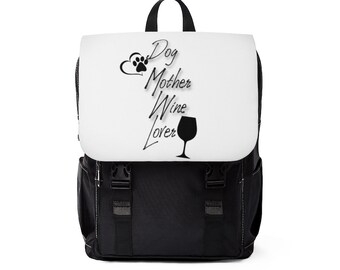 Perro Madre Amante del Vino Blanco Casual Mochila de Hombro