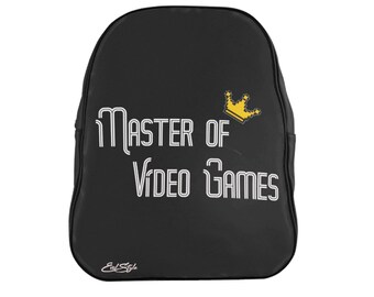 Mochila escolar de cuero negro - Master Of Video Games