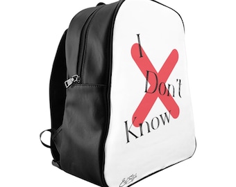 Mochila escolar de cuero blanco y negro - No lo sé