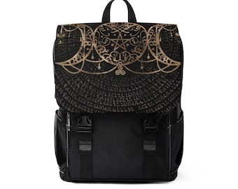 Mochila de hombro Triple Moon negra y dorada