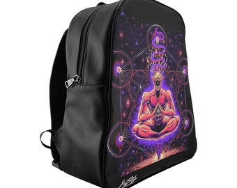 Mochila de cuero negro Demonic All Seeing Eye