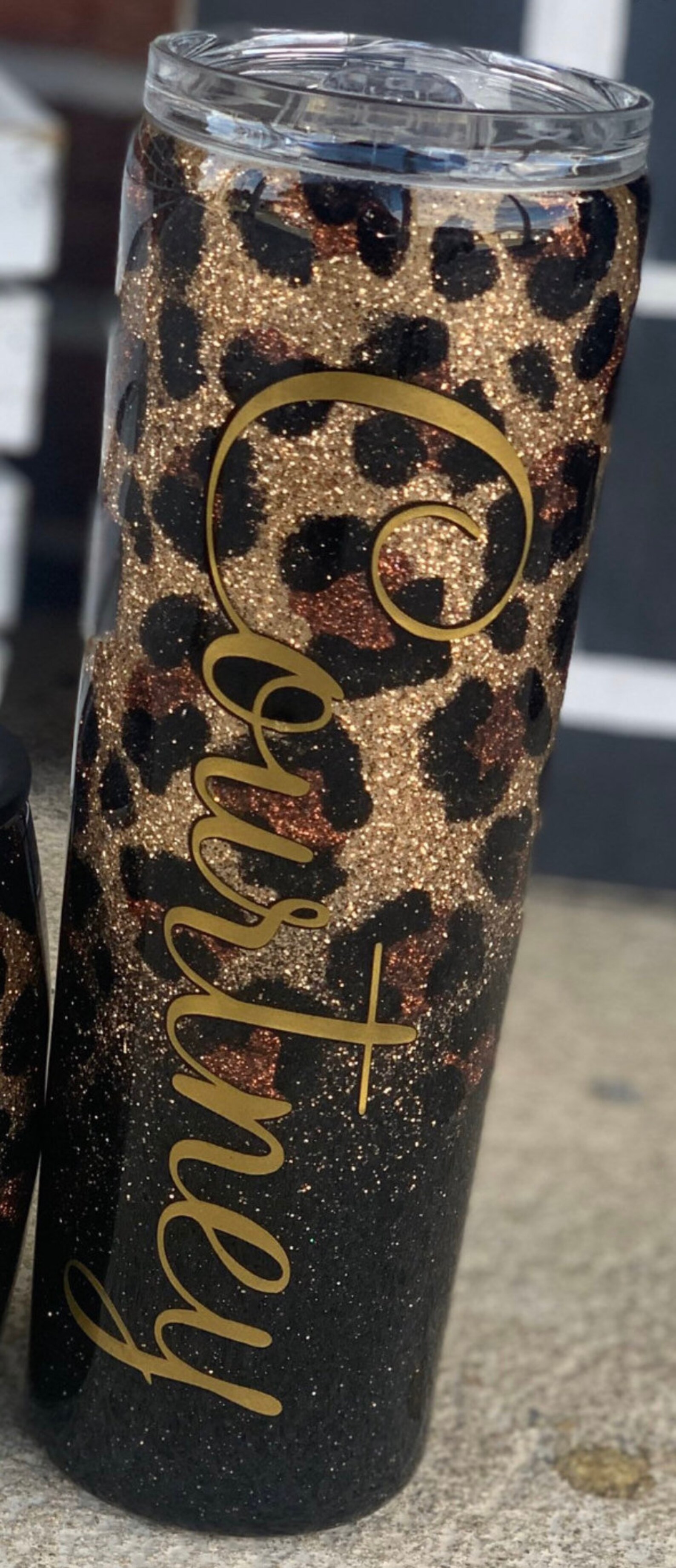 Leopard Print Tumbler glitter tumblers leopard tumbler Etsy