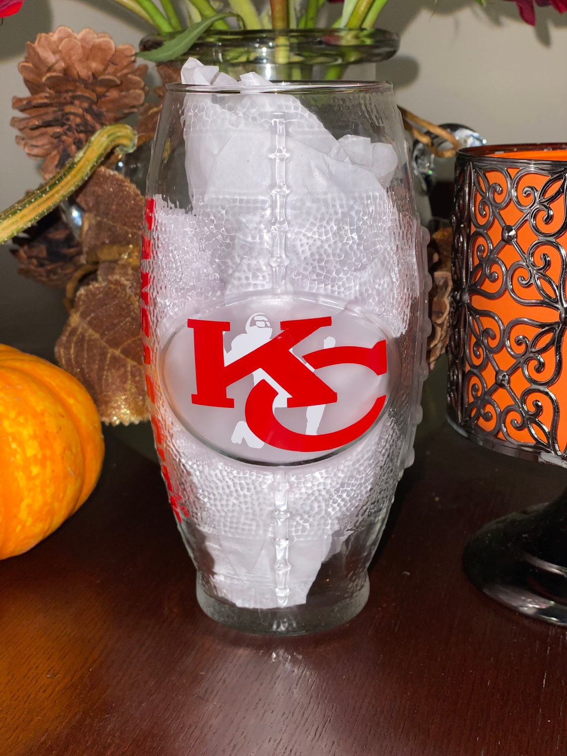 NFL Football beer glass stemless wine glass gift drink Etsy