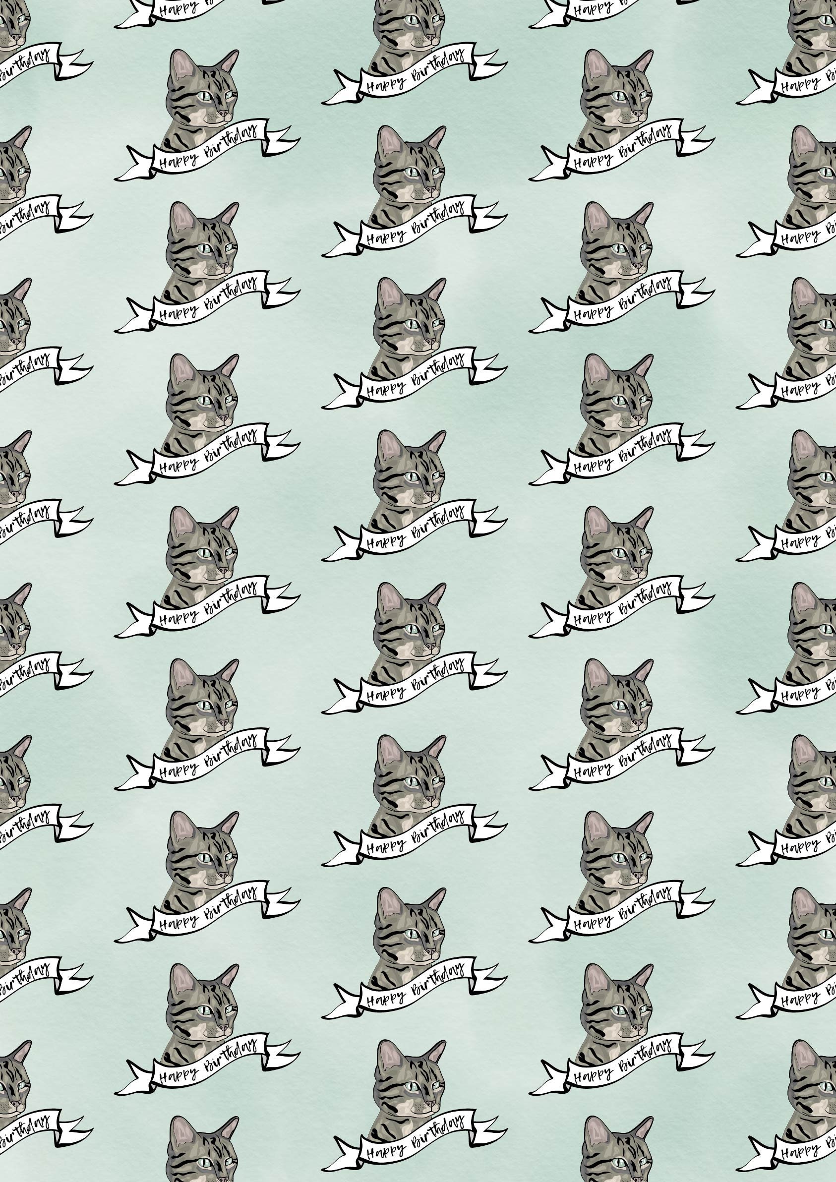 Tabby Cat - Wrapping Paper - Options Available - Etsy