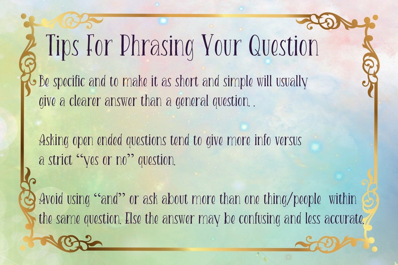 May include: Tips for phrasing your questions to get the best answers. Be specific and short. Ask open-ended questions instead of yes or no questions. Avoid using "and" or asking about more than one thing at a time.