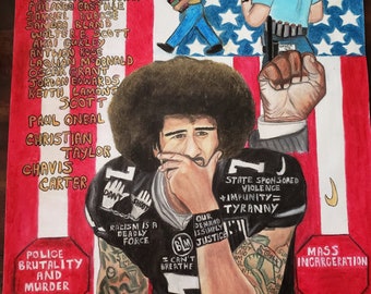 Colin Kaepernick, Art, Drawing, Oil Pastel, Pastel Portrait, Football Art