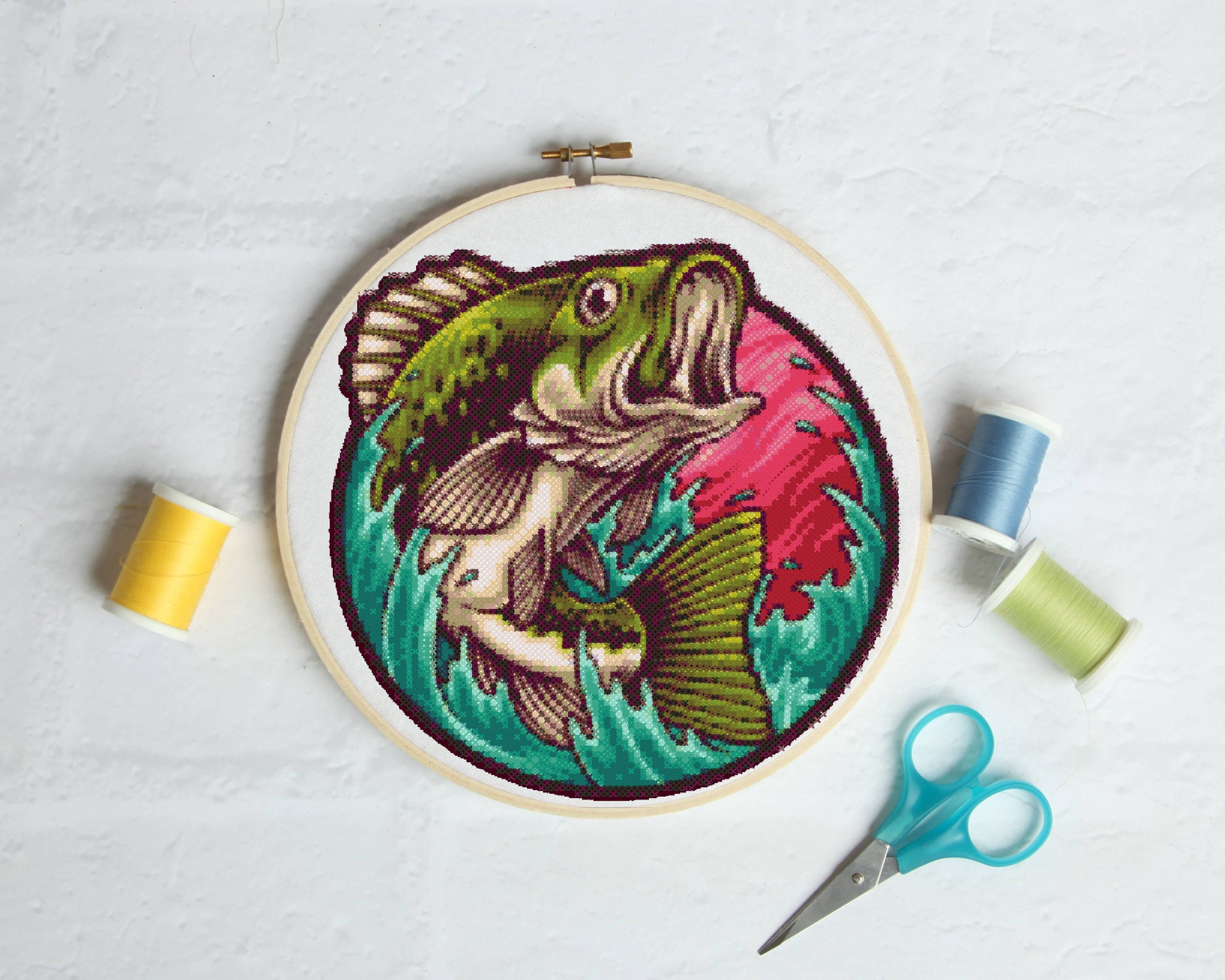 Beautiful fish cross stitch Pattern PDF Beginners cross stitch Etsy