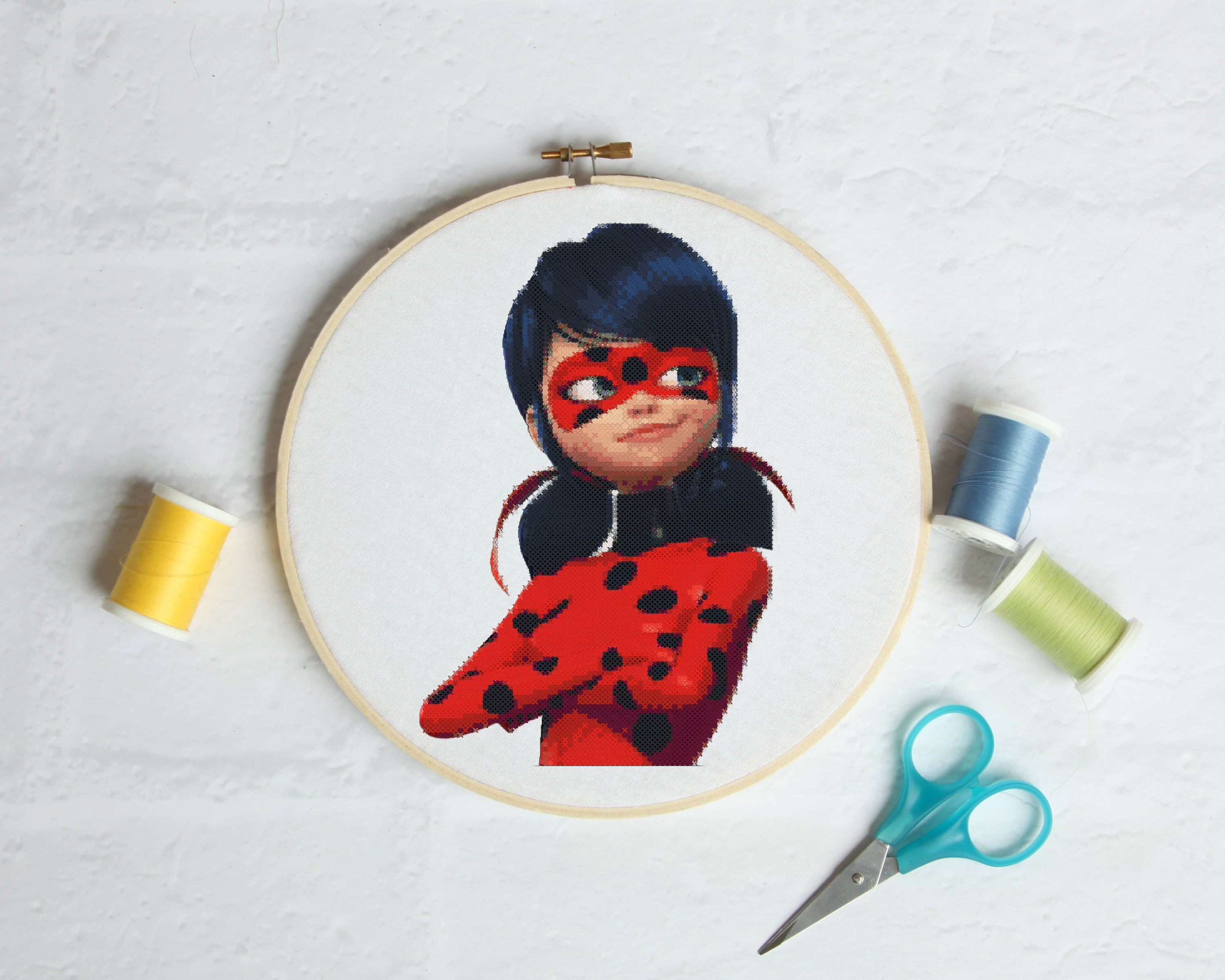 Miraculous Ladybug cross stitch Pattern PDF Modern cross Etsy