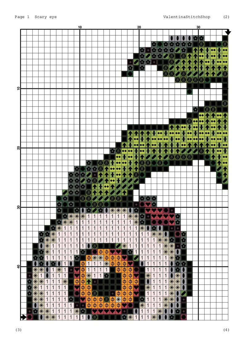 Scary eye cross stitch Pattern PDF Beginners cross stitch Etsy