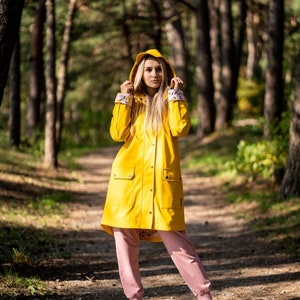 Yellow vinyl coat online