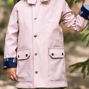 Mini Kids Raincoat, Kids Pink Waterproof Raincoat, Aesthetic clothing for girl PVC raincoat in colors Vegan leather trench coat. image 3