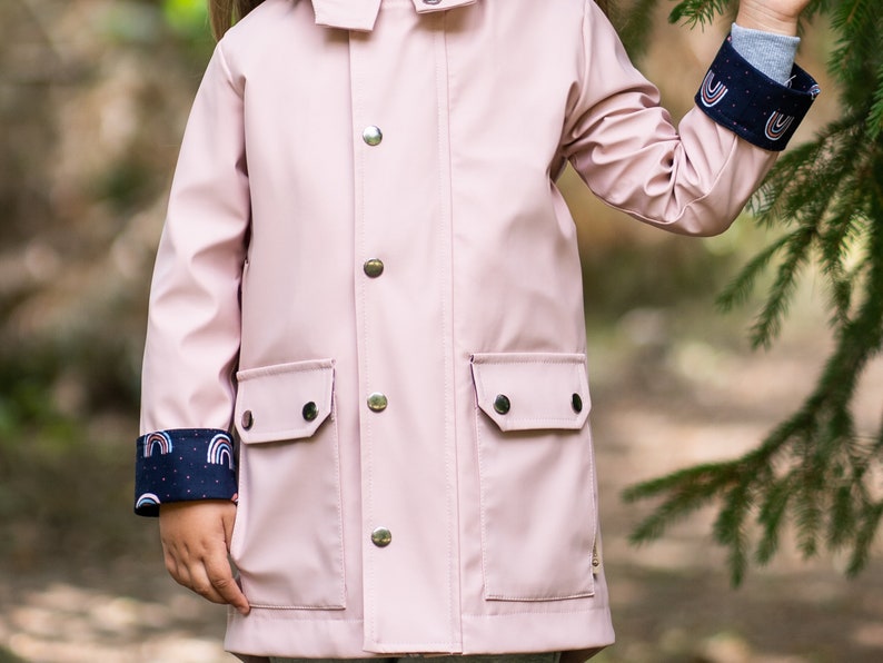 Mini Kids Raincoat, Kids Pink Waterproof Raincoat, Aesthetic clothing for girl PVC raincoat in colors Vegan leather trench coat. image 3