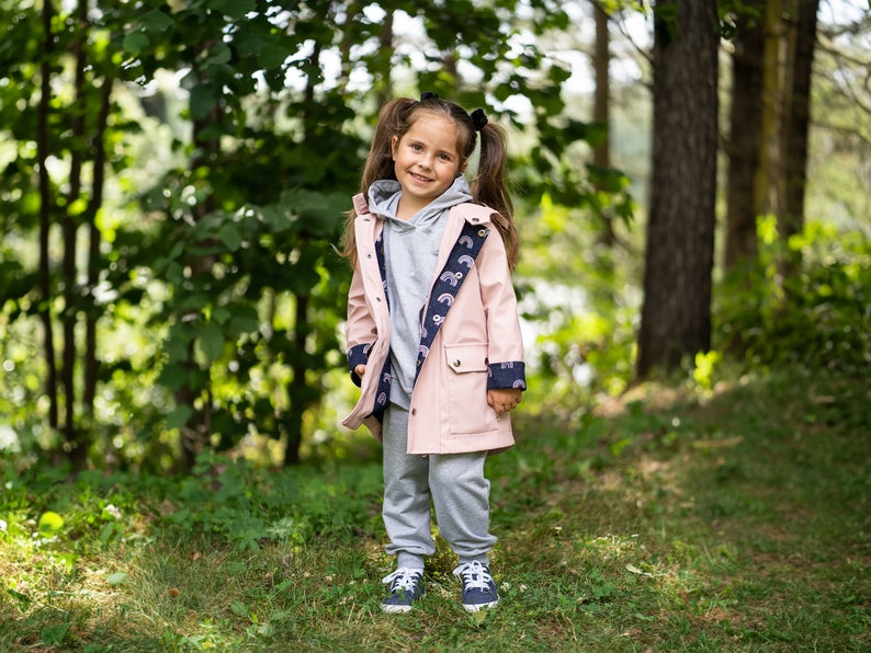 Mini Kids Raincoat, Kids Pink Waterproof Raincoat, Aesthetic clothing for girl PVC raincoat in colors Vegan leather trench coat. image 4