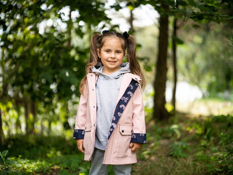 Mini Kids Raincoat, Kids Pink Waterproof Raincoat, Aesthetic clothing for girl PVC raincoat in colors Vegan leather trench coat. image 1