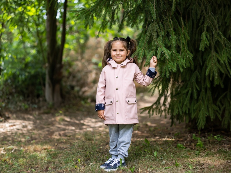 Mini Kids Raincoat, Kids Pink Waterproof Raincoat, Aesthetic clothing for girl PVC raincoat in colors Vegan leather trench coat. image 7