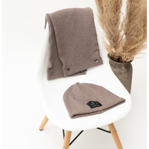 SET. Kids&#39; Stretchy Cotton Beanie - Brown Baby Hat for Fall & Spring, Soft Toddler Cap
