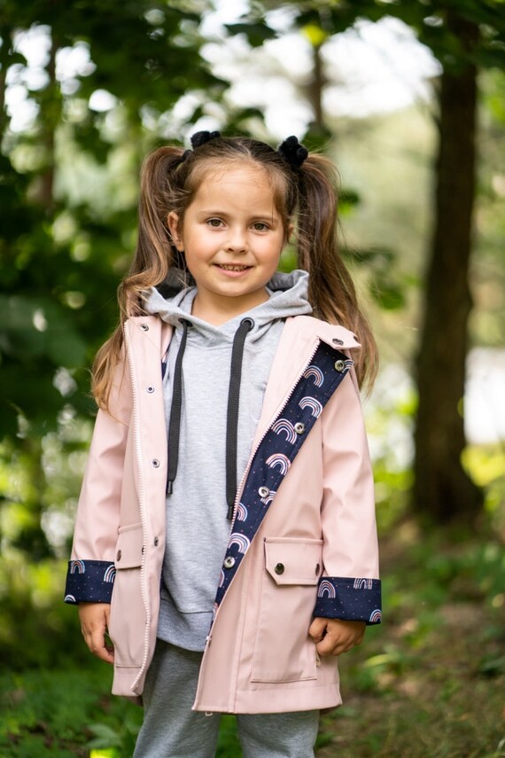 Blush Pink Raincoat Trench Kid Outfits Jacket for Girls Raincoat Rain Jacket Girl Raincoat Waterproof Jacket Windproof Coat Clothing Kids