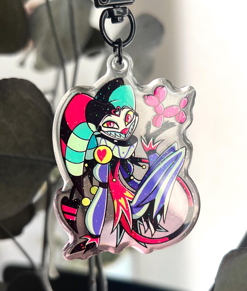Jester Key Chain Glitter Keychain - Stolas - Etsy