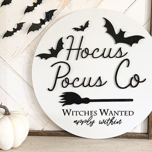 Hocus Pocus 3D Circle Acrylic & Wood Sign/ Fall Decor/ halloween Sign/ Fall Wood Sign/ Front Porch Sign/ Front Door Sign/ Halloween decor