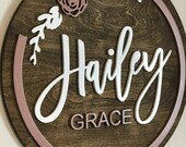 3D Flower Ring Nursery Circle Sign Nursery Sign boho flower nursery Nusery Name Plate Circle Name Plate Boho Nursery boho girl