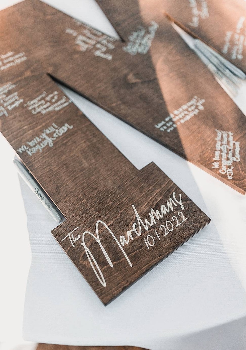 Large Personalized Engraved Wood Letter Guest Book Etsy