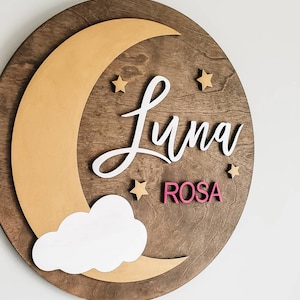 3D Circle boho Moon and Stars Wood Cut Out / Nursery Playroom Bedroom Wood Cut Wall Art Sign Decor /Boho Bohemian Nursery/ Moon Child