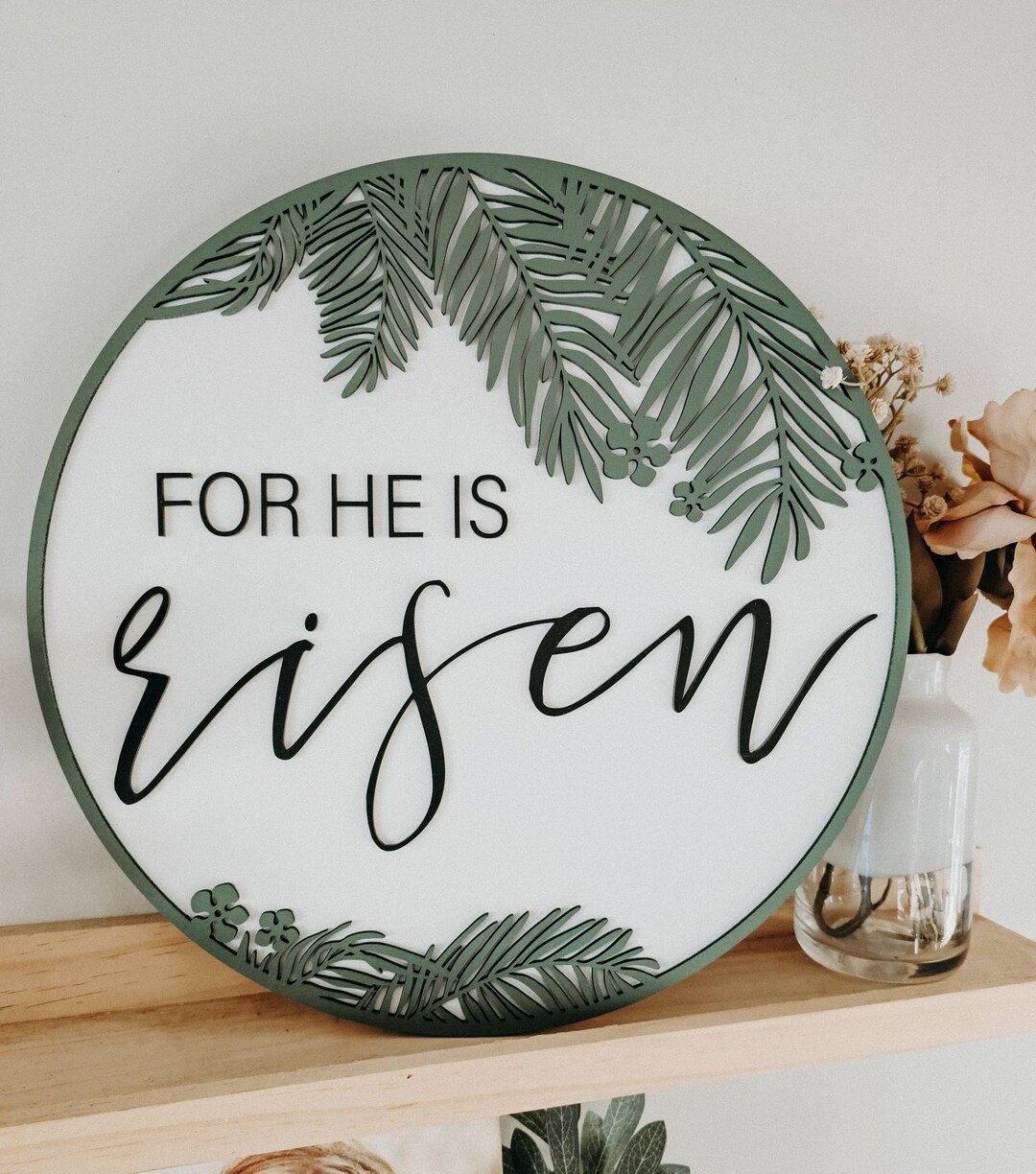 3D Circle He is Risen Christian Easter Sign/ Farmhouse Easter Sign ...