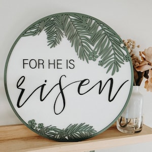 3D Circle He Is Risen Christian Easter Sign/ Farmhouse Easter Sign/ Easter Door Sign/ Christian Easter sign/ Jesus Easter Sign/ palm sunday