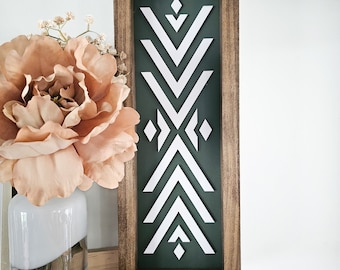 Long Bohemian Black and White Aztec Sign / Boho / Bohemian Sign / Tribal Print / Boho Wood Sign / Boho Wall Decor / Bohemian Wall Decor