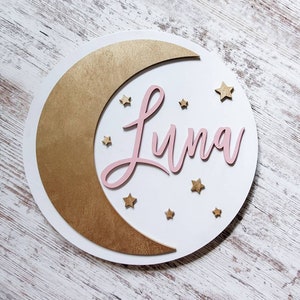 3D Circle boho Moon and Stars Wood Cut Out / Nursery Playroom Bedroom Wood Cut Wall Art Sign Decor /Boho Bohemian Nursery/ Moon Child