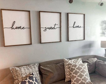 Set of 3 3D Wood Home Sweet Home livingroom Signs | Farmhouse Decor SET OF 3/ Wood Signs / Farmhouse