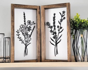 1 Framed Floral Bunch Acrylic Framed Wood Sign / Boho Decor / Floral Spring Sign / Floral Spring Decor/ Flower bunch sign/ flower decor/