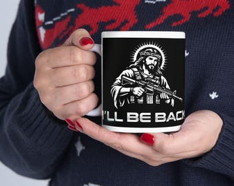 Grim Reaper with Rifle Mug | Black Ceramic Coffee Cup