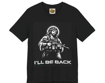 Machine Gun Jesus T-Shirt | Religious Graphic Tee, Vintage Saint Illustration