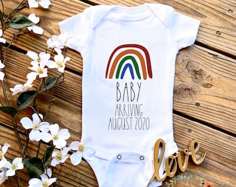 Rainbow Baby Announcement | Rainbow Baby Arriving Custom Month Baby Bodysuit
