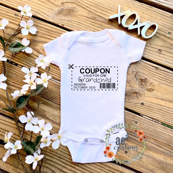 Coupon Valid For One Grandchild Baby Announcement Unisex Baby Bodysuit Barcode Baby