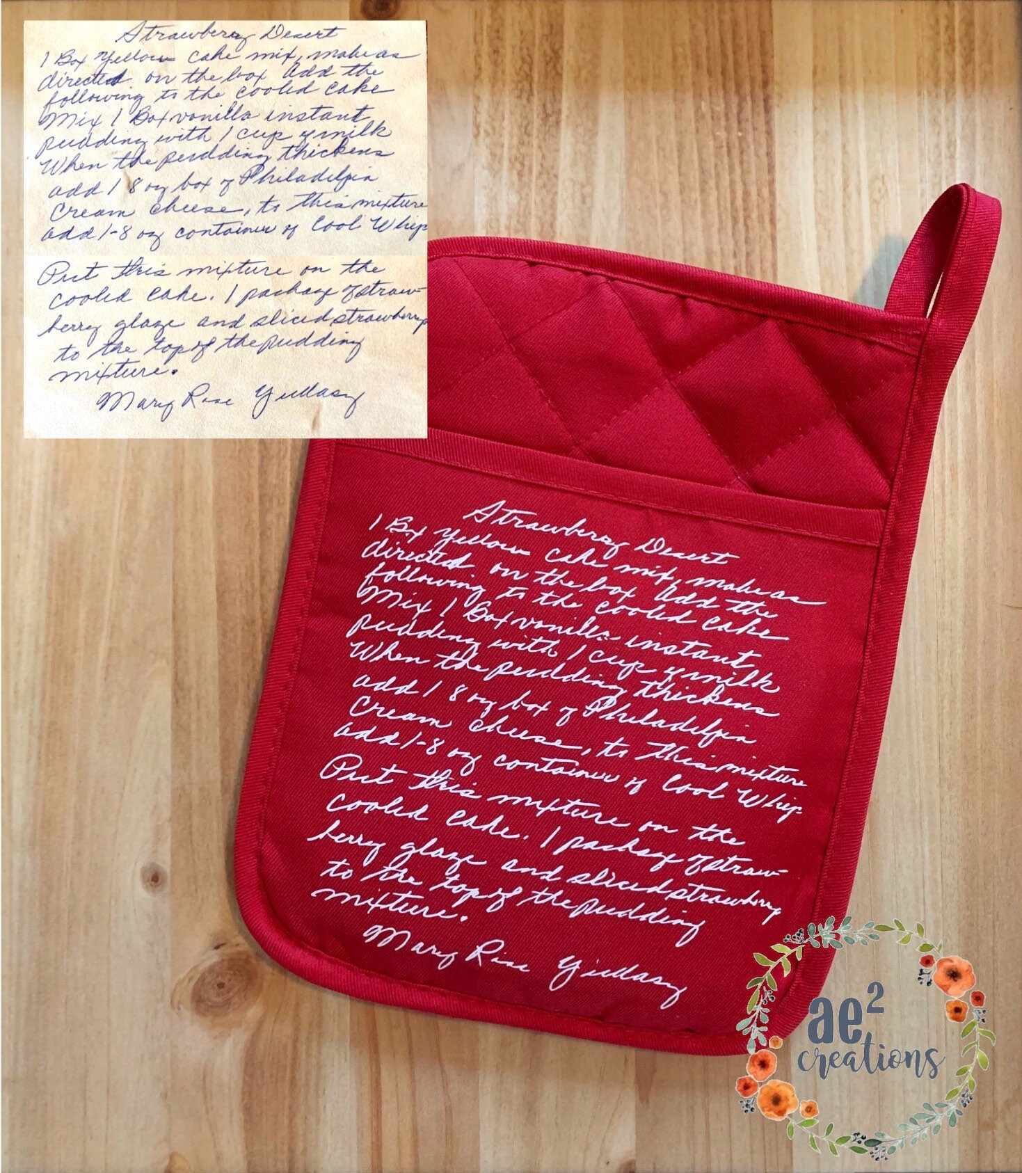 Custom Handwritten Recipe Pot Holder Recipe Hot Pad Etsy