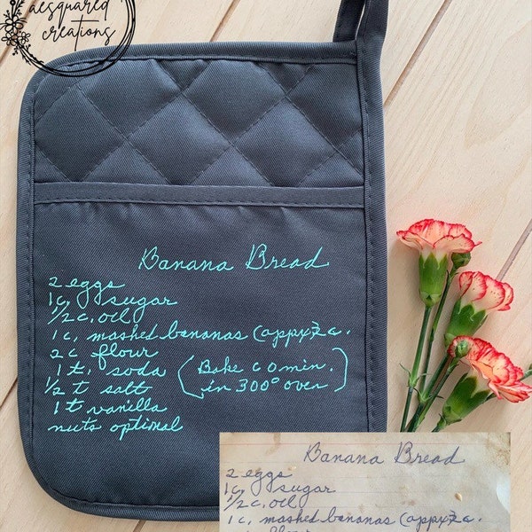 Custom Handwritten Recipe Pot Holder | Recipe Hot Pad | Handwritten Recipe Keepsake | Kitchen Decor