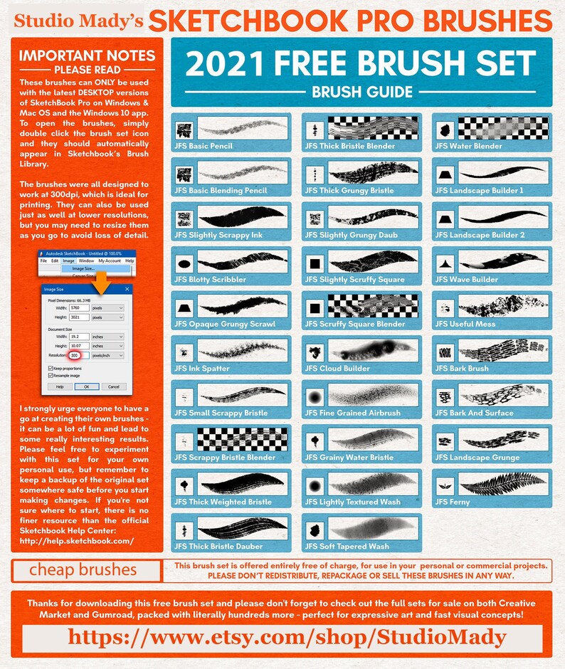 Sketchbook Pro Brush Setautodesk Brushes Win&mac Sketchbook Etsy