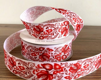 Ukrainian slavic ethnic petrykivka grosgrain ribbon trim | Ukrainian folk art | Ukrainian ornament | jacquard ribbon