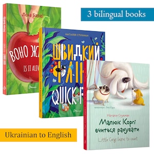 Set of 3 Ukrainian to English children kids bilingual books | fairy tales | Ukrainian school