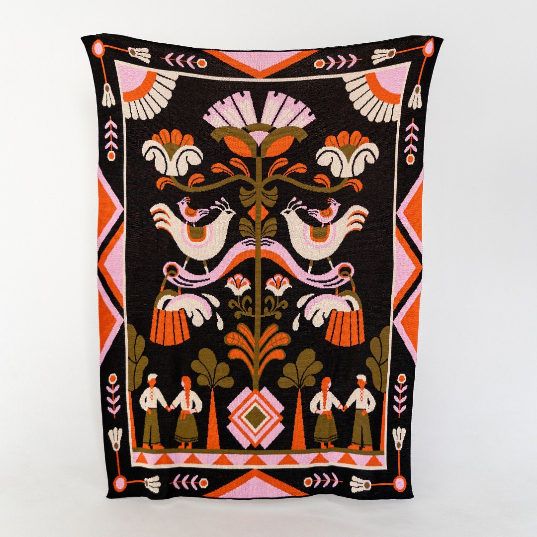 Ukrainian Carpathian slavic throw hutsul blanket rug traditional | folk art | made in Ukraine