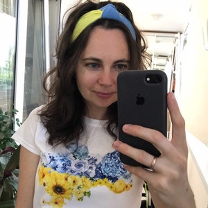 Ukrainian headband women top knot alice band | Ukraine blue yellow hair bow | hair accessories | made in Ukraine image 6